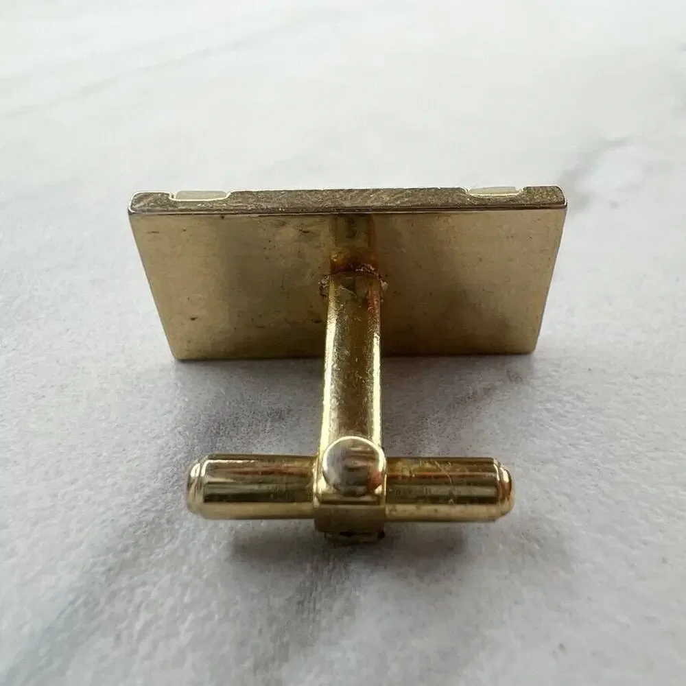Vintage Gold Tone Mother of Pearl Inlay Single Cufflink